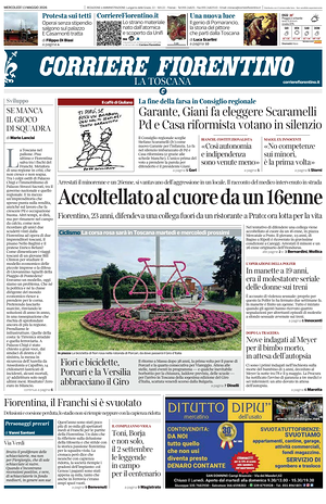 Prima pagina Corriere Fiorentino di oggi - Quotidiano regionale