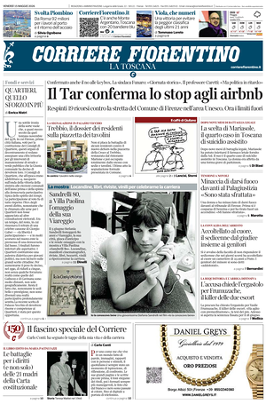 Prima pagina Corriere Fiorentino di oggi - Quotidiano regionale