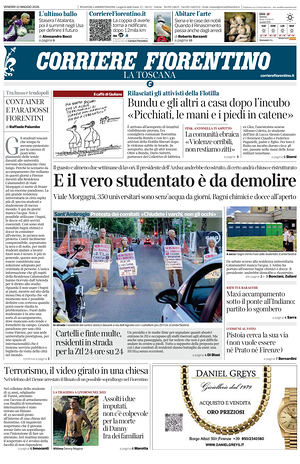 Prima pagina Corriere Fiorentino di oggi - Quotidiano regionale