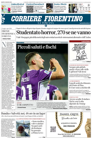 Prima pagina Corriere Fiorentino di oggi - Quotidiano regionale