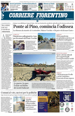 Prima pagina Corriere Fiorentino di oggi - Quotidiano regionale