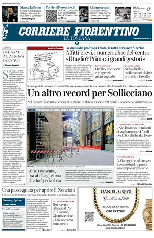 Prima pagina Corriere Fiorentino di oggi - Quotidiano regionale
