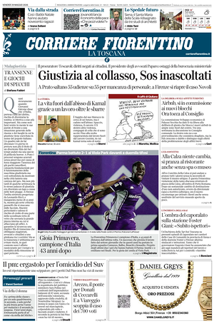 Prima pagina Corriere Fiorentino di oggi - Quotidiano regionale