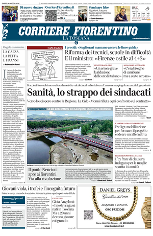 Prima pagina Corriere Fiorentino di oggi - Quotidiano regionale