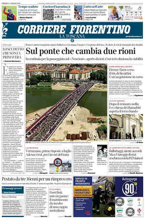 Prima pagina Corriere Fiorentino di oggi - Quotidiano regionale
