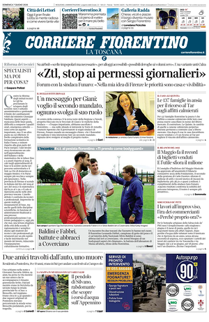 Prima pagina Corriere Fiorentino di oggi - Quotidiano regionale