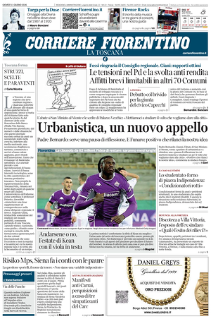 Prima pagina Corriere Fiorentino di oggi - Quotidiano regionale