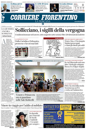 Prima pagina Corriere Fiorentino di oggi - Quotidiano regionale