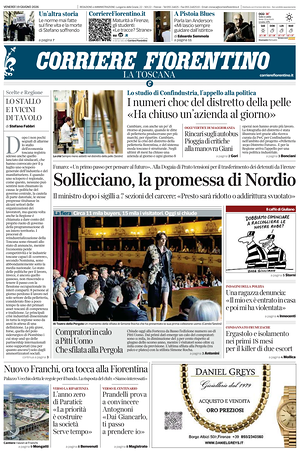 Prima pagina Corriere Fiorentino di oggi - Quotidiano regionale
