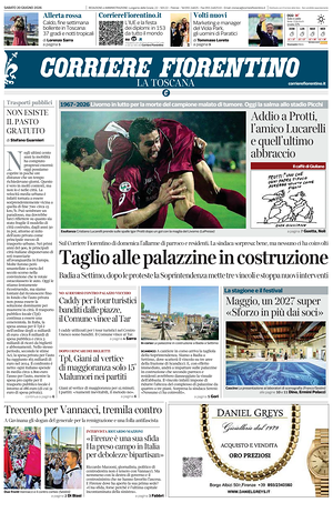 Prima pagina Corriere Fiorentino di oggi - Quotidiano regionale