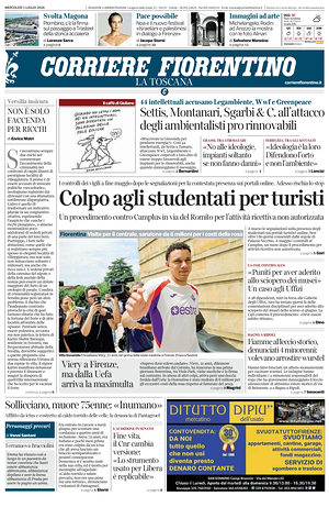 Prima pagina Corriere Fiorentino di oggi - Quotidiano regionale
