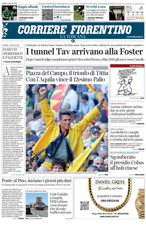 Prima pagina Corriere Fiorentino di oggi - Quotidiano regionale