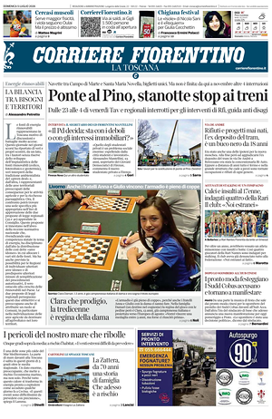 Prima pagina Corriere Fiorentino di oggi - Quotidiano regionale