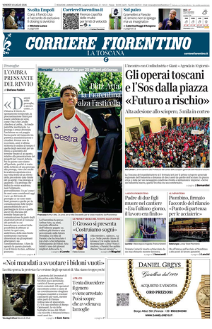 Prima pagina Corriere Fiorentino di oggi - Quotidiano regionale