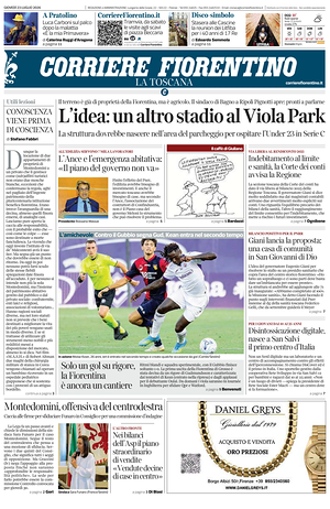 Prima pagina Corriere Fiorentino di oggi - Quotidiano regionale