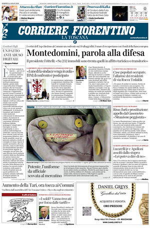 Prima pagina Corriere Fiorentino di oggi - Quotidiano regionale