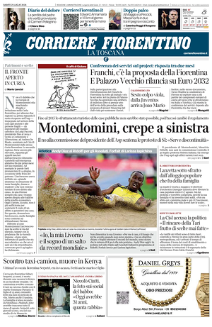 Prima pagina Corriere Fiorentino di oggi - Quotidiano regionale
