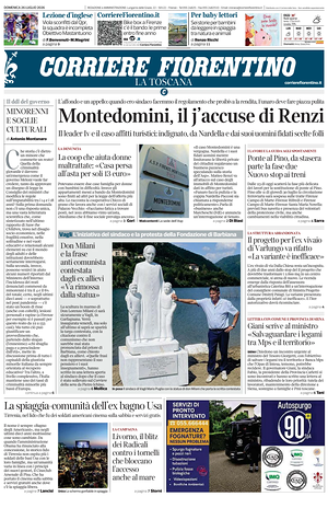 Prima pagina Corriere Fiorentino di oggi - Quotidiano regionale