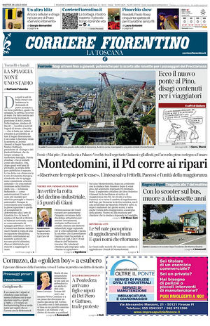 Prima pagina Corriere Fiorentino di oggi - Quotidiano regionale