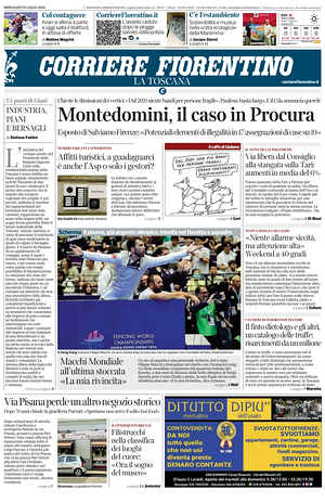 Prima pagina Corriere Fiorentino di oggi - Quotidiano regionale