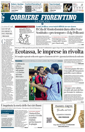 Prima pagina Corriere Fiorentino di oggi - Quotidiano regionale