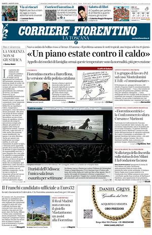 Prima pagina Corriere Fiorentino di oggi - Quotidiano regionale
