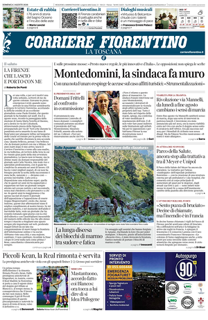 Prima pagina Corriere Fiorentino di oggi - Quotidiano regionale