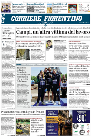 Prima pagina Corriere Fiorentino di oggi - Quotidiano regionale
