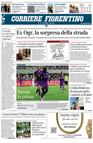 Prima pagina Corriere Fiorentino di oggi - Quotidiano regionale