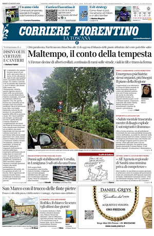 Prima pagina Corriere Fiorentino di oggi - Quotidiano regionale