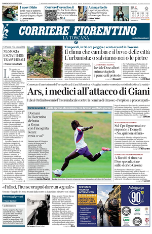 Prima pagina Corriere Fiorentino di oggi - Quotidiano regionale