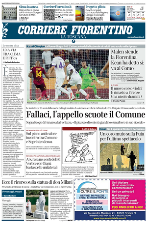 Prima pagina Corriere Fiorentino di oggi - Quotidiano regionale