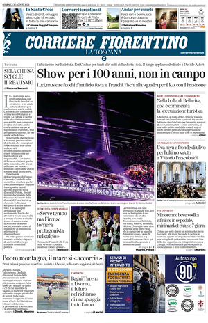 Prima pagina Corriere Fiorentino di oggi - Quotidiano regionale