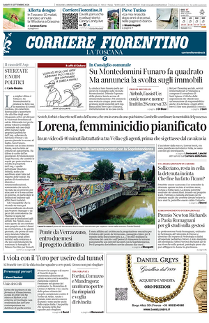 Prima pagina Corriere Fiorentino di oggi - Quotidiano regionale