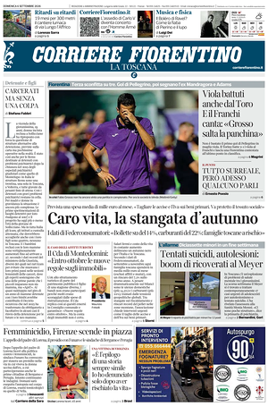 Prima pagina Corriere Fiorentino di oggi - Quotidiano regionale