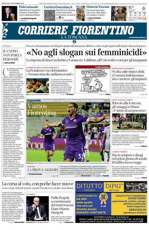 Prima pagina Corriere Fiorentino di oggi - Quotidiano regionale
