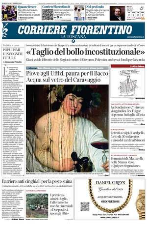 Prima pagina Corriere Fiorentino di oggi - Quotidiano regionale