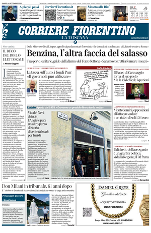 Prima pagina Corriere Fiorentino di oggi - Quotidiano regionale