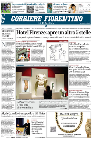 Prima pagina Corriere Fiorentino di oggi - Quotidiano regionale