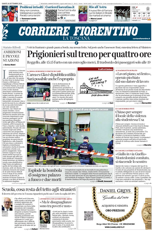 Prima pagina Corriere Fiorentino di oggi - Quotidiano regionale