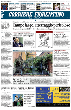 Prima pagina Corriere Fiorentino di oggi - Quotidiano regionale