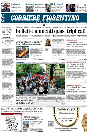 Prima pagina Corriere Fiorentino di oggi - Quotidiano regionale