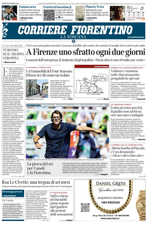 Prima pagina Corriere Fiorentino di oggi - Quotidiano regionale