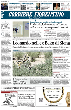 Prima pagina Corriere Fiorentino di oggi - Quotidiano regionale