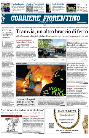 Prima pagina Corriere Fiorentino di oggi - Quotidiano regionale