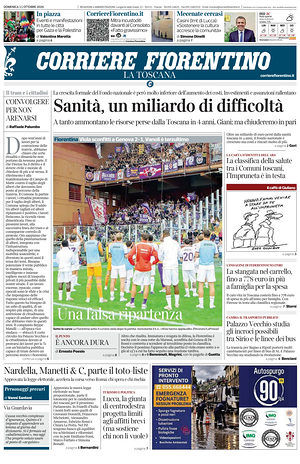 Prima pagina Corriere Fiorentino di oggi - Quotidiano regionale
