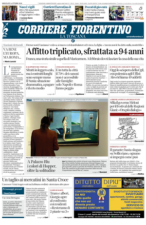 Prima pagina Corriere Fiorentino di oggi - Quotidiano regionale