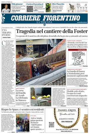Prima pagina Corriere Fiorentino di oggi - Quotidiano regionale