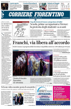 Prima pagina Corriere Fiorentino di oggi - Quotidiano regionale