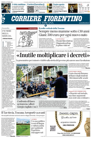 Prima pagina Corriere Fiorentino di oggi - Quotidiano regionale